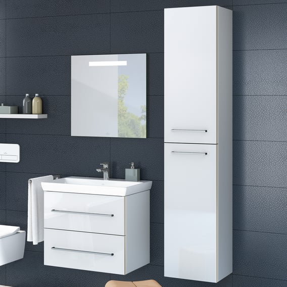 Zuidoost vroegrijp verzekering Villeroy & Boch Avento tall unit with 2 doors front crystal white / corpus  crystal white - A89400B4 | REUTER