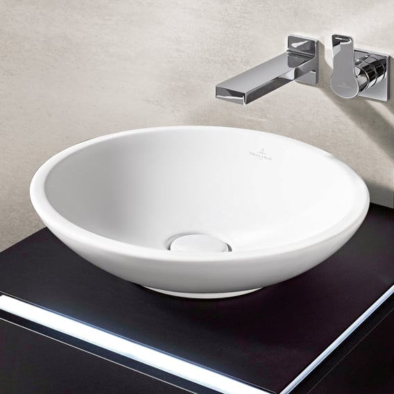 Gastheer van Geheim Snazzy Villeroy & Boch Loop & Friends countertop washbasin, round white, with  CeramicPlus, with overflow - 514400R1 | REUTER