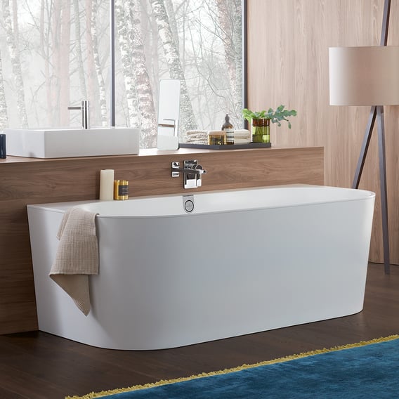 Villeroy & Boch Oberon 2.0 back-to-wall bath with panelling stone white - | REUTER