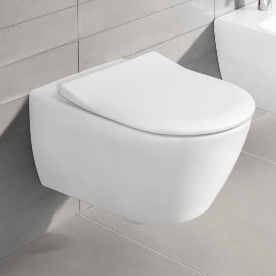 Villeroy & Boch Subway 2.0 combi pack wall-mounted washdown toilet, open flush rim, with toilet seat white, with CeramicPlus