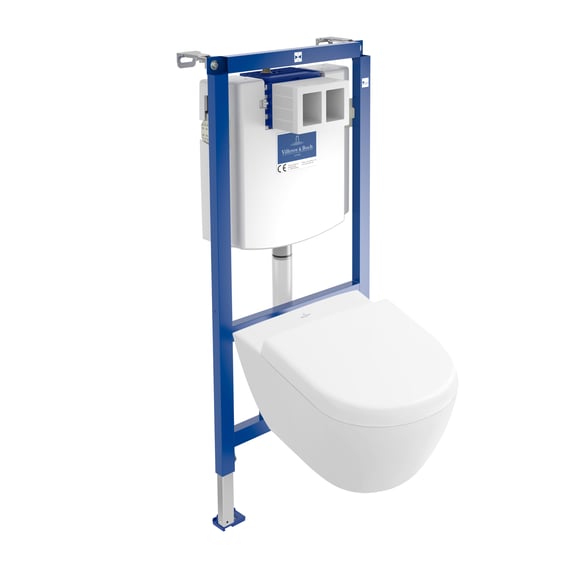 Villeroy & Boch Subway 2.0 & ViConnect NEW complete set wall-mounted washdown toilet, open flush rim, toilet seat white, with CeramicPlus - 5606R0R1+9M69S101+92246100 | REUTER