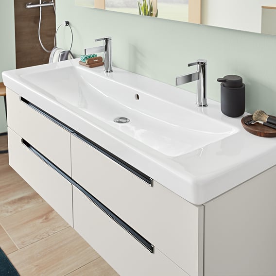 & Subway 2.0 double vanity washbasin white, with 2 tap holes - 7176D201 | REUTER