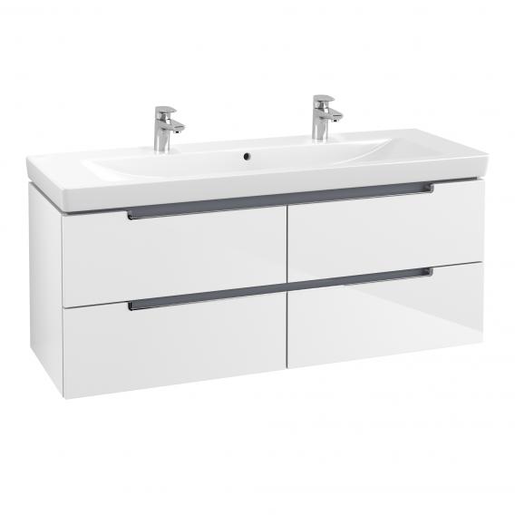 Villeroy & Boch Subway 2.0 washbasin with vanity unit with 4 pull-out compartments white, with CeramicPlus, with 2 tap holes, with overflow