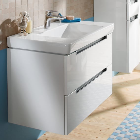 Vloeibaar Voorverkoop een andere Villeroy & Boch Subway 2.0 XL vanity unit with 2 drawers front glossy white  / corpus glossy white, chrome handles - A69610DH | REUTER