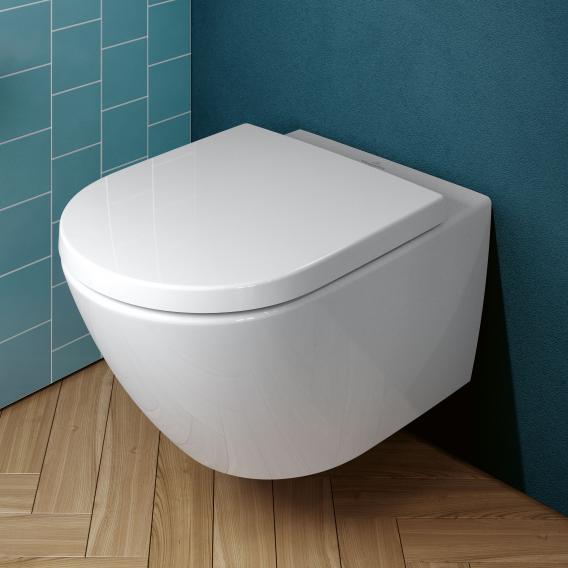 Villeroy & Boch Subway 3.0 wall-mounted, washdown toilet TwistFlush with toilet seat white, with CeramicPlus, toilet seat with soft-close & removable