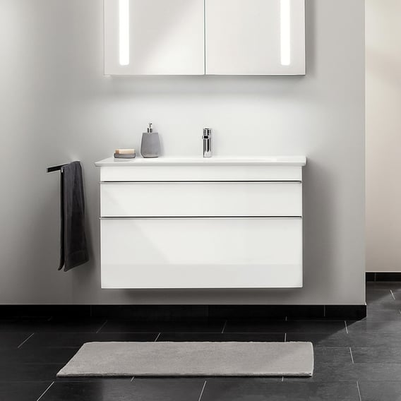 Onbekwaamheid Ondoorzichtig Onrecht Villeroy & Boch Venticello vanity unit XXL with 2 pull-out compartments  front glossy white / corpus glossy white, chrome handle - A92601DH | REUTER