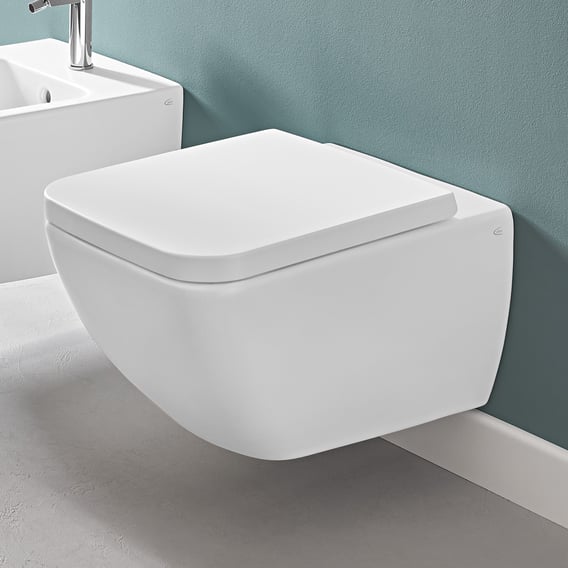 heilig Onverenigbaar fusie Villeroy & Boch Venticello wall-mounted washdown toilet, open flush rim  stone white, with CeramicPlus - 4611R0RW | REUTER
