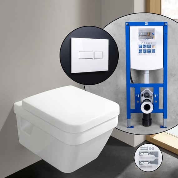 VILLEROY & BOCH Pack complet WC suspendu bride fermée avec bati