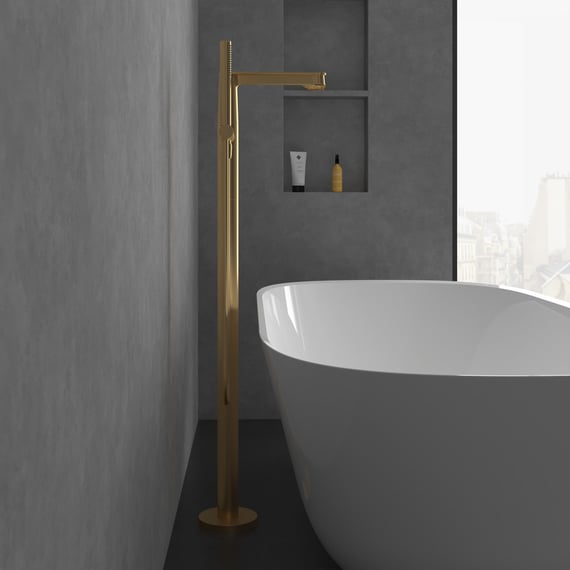 Robinet de salle de bain VILLEROY & BOCH Mitigeur lavabo 3 trous  VILLEROY ET BOCH Conum avec tirette Brushed Gold