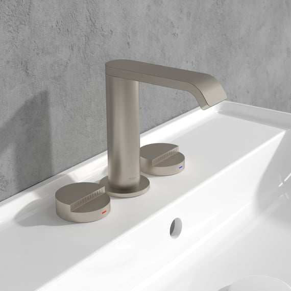 Senlesen Waschtischarmatur Modern: Touch-On Bedienung, Gebürstetes Nickel & Antike Messing-Optik – Inkl. 3-Loch Abdeckplatte