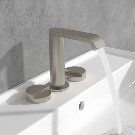 Senlesen Waschtischarmatur Modern: Touch-On Bedienung, Gebürstetes Nickel & Antike Messing-Optik – Inkl. 3-Loch Abdeckplatte