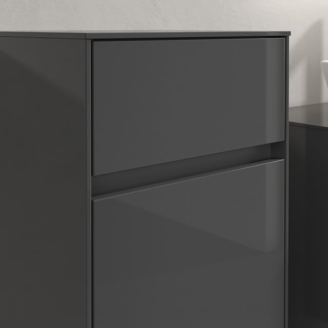 Villeroy & Boch Embrace Meuble suspendu, 1 tiroir, 1 porte gris brillant