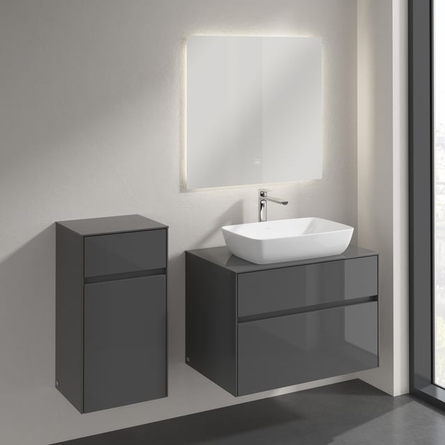 Villeroy & Boch Embrace Meuble suspendu, 1 tiroir, 1 porte gris brillant