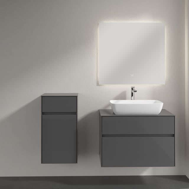 Villeroy & Boch Embrace Meuble suspendu, 1 tiroir, 1 porte gris brillant