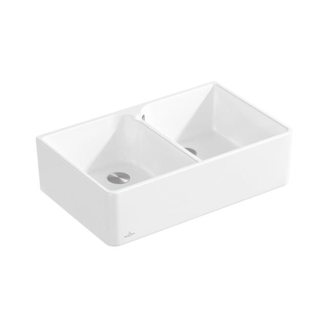 Villeroy & Boch 80 X double butler sink stone white, with manual operation