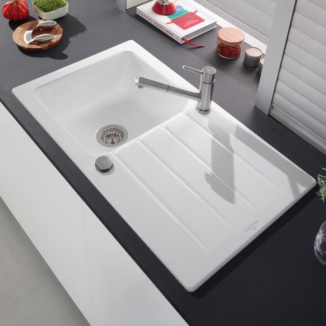 Villeroy & Boch Architectura 50 built-in sink with draining board white alpine/position boreholes 1 and 2