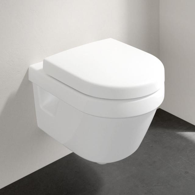 Villeroy & Boch Architectura combi pack wall-mounted washdown toilet, open flush rim, with toilet seat white, with CeramicPlus