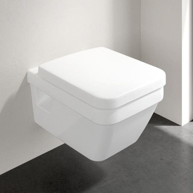 Villeroy & Boch Architectura combi pack wall-mounted washdown toilet, open flush rim, toilet seat white, with CeramicPlus