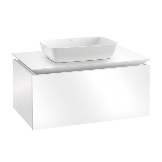 Villeroy & Boch Artis countertop washbasin with Legato vanity unit with 1 pull-out compartment front glossy white / corpus glossy white, WB white, with CeramicPlus