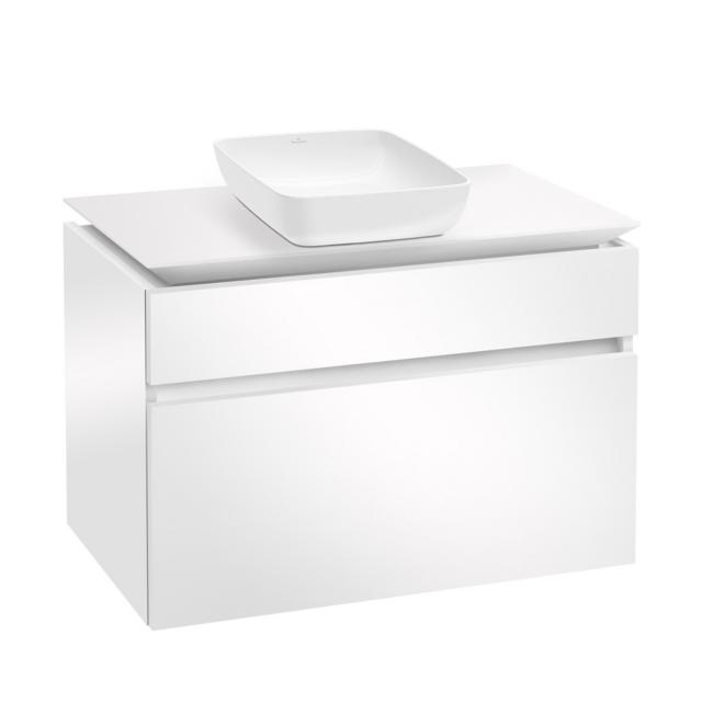 Villeroy & Boch Artis countertop washbasin with Legato vanity unit with 2 pull-out compartments front glossy white / corpus glossy white, WB white, with CeramicPlus
