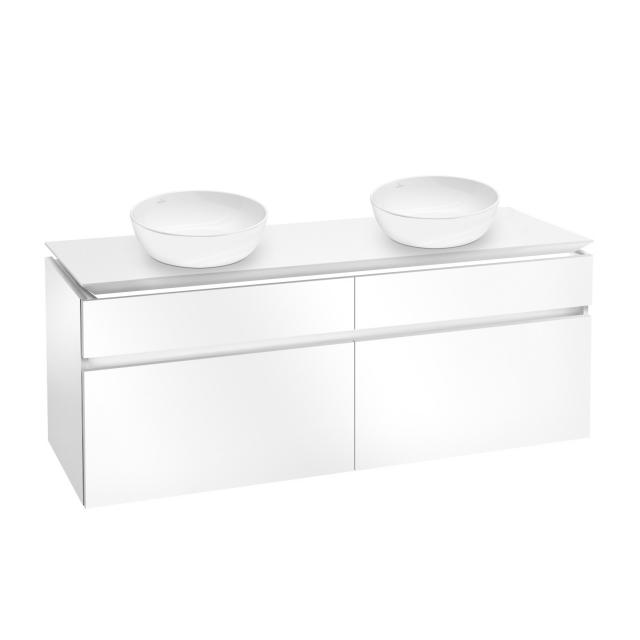 Villeroy & Boch Artis countertop washbasins with Legato vanity unit with 4 pull-out compartments front glossy white / corpus glossy white, WB white, with CeramicPlus