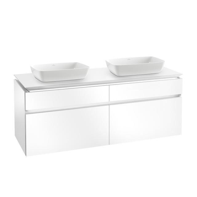 Villeroy & Boch Artis Lavabos à poser avec meuble sous-lavabo à LED Legato, 4 tiroirs blanc brillant, lavabo blanc, avec CeramicPlus