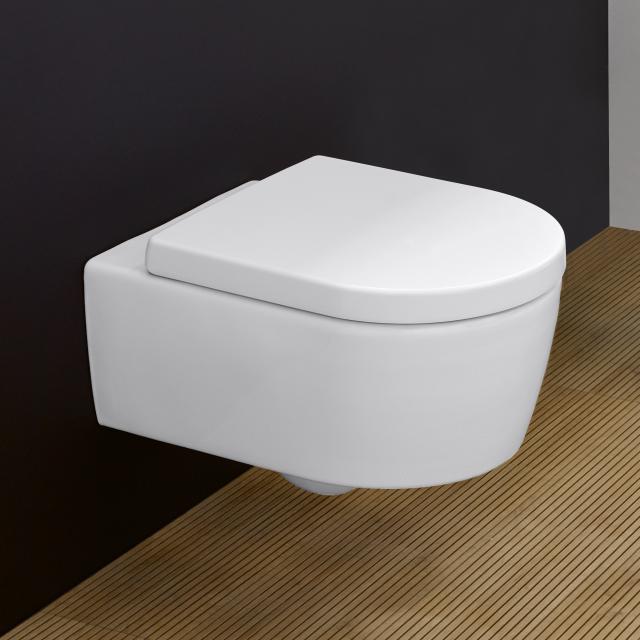 Villeroy & Boch Avento Ensemble de cuvette suspendue à fond creux, DirectFlush, avec abattant WC blanc, avec CeramicPlus