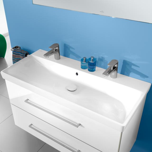 Villeroy & Boch Avento double vanity washbasin white, with CeramicPlus, with overflow