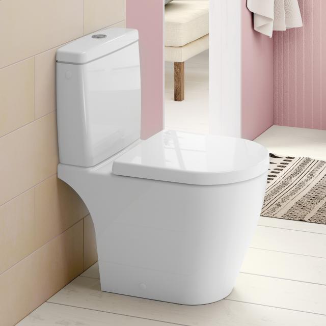 Villeroy & Boch Avento floorstanding close-coupled washdown toilet, rimless white, with CeramicPlus