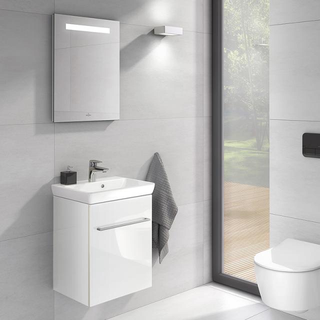 Villeroy & Boch Avento hand washbasin with vanity unit and More to See One mirror front crystal white/mirrored / corpus crystal white/mirrored