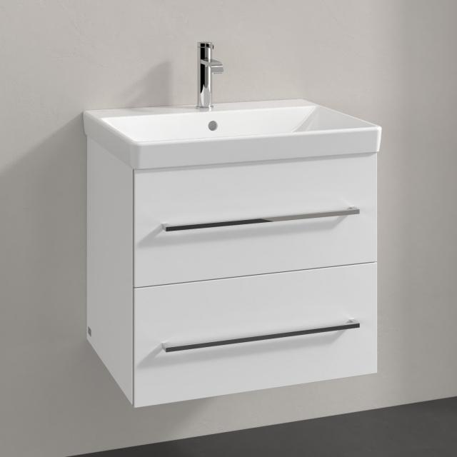 Villeroy & Boch Avento Lavabo avec meuble sous-lavabo, 2 tiroirs blanc cristal, lavabo blanc, avec CeramicPlus