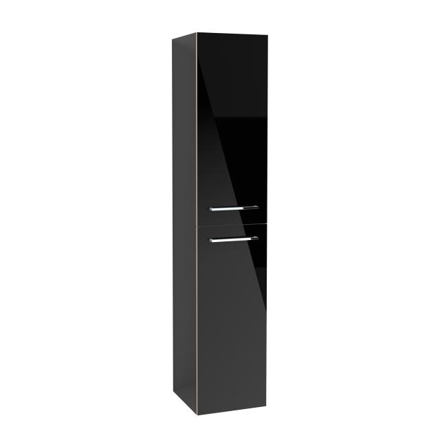 Villeroy & Boch Avento tall unit with 2 doors front crystal black / corpus crystal black