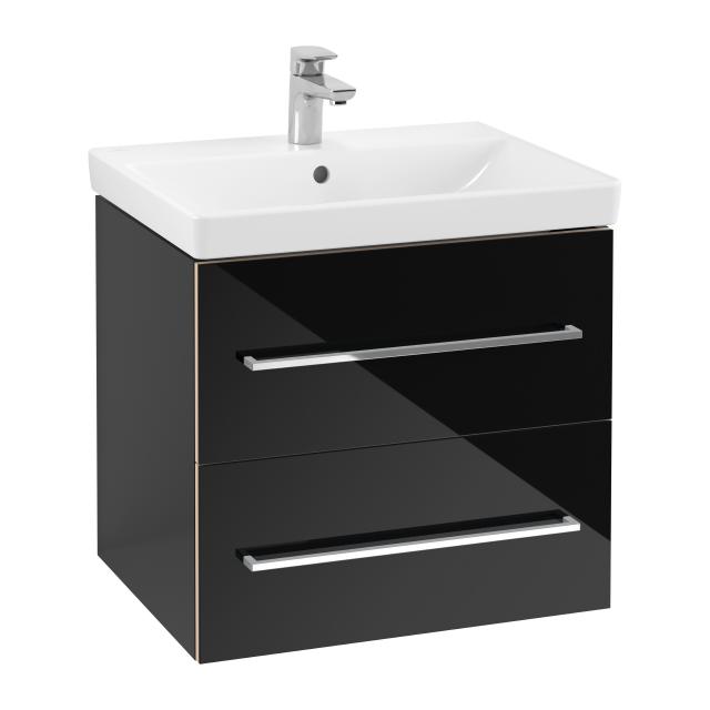Villeroy & Boch Avento vanity unit with 2 pull-out compartments front crystal black / corpus crystal black