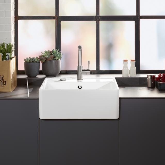 Villeroy Boch Butler Sink W 595 D 63 Cm White Alpine High Gloss Position Borehole 2 With Manual Operation  Vb 632061 Hl2 0 