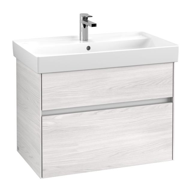 Villeroy & Boch Collaro Meuble sous-lavabo avec 2 tiroirs Façade white wood/corps du meuble white wood, poignée encastrée white wood