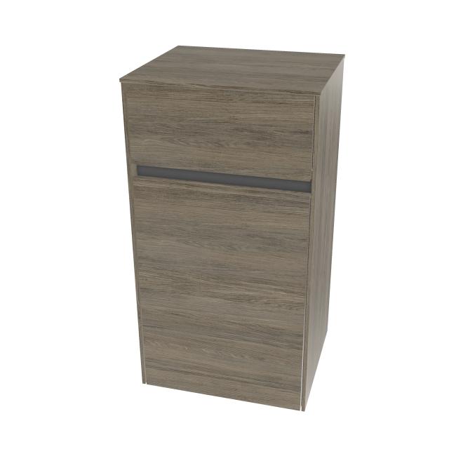 Villeroy & Boch Collaro side unit with 1 door with 1 pull-out compartment front stone oak / corpus stone oak, recessed handle matt anthracite