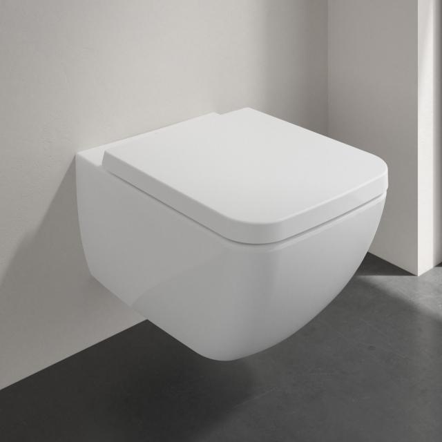 Villeroy & Boch Collaro wall-mounted washdown toilet, DirectFlush, with toilet seat, combi pack white, with CeramicPlus