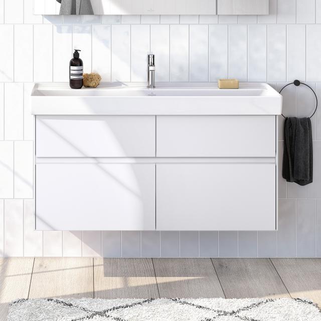 Villeroy & Boch Collaro Waschtischunterschrank mit 4 Auszügen weiß matt, Griffmulde weiß matt