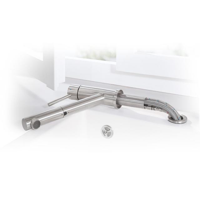 Villeroy & Boch Como Window Shower single lever kitchen fitting, front-of-window installation brushed stainless steel