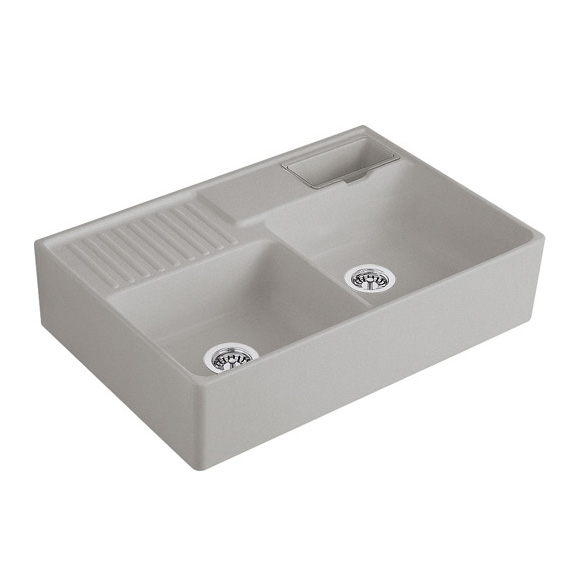Villeroy & Boch double butler sink fossil/without borehole, with manual operation