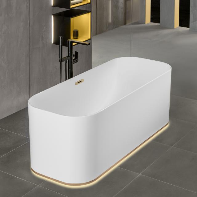 Villeroy & Boch Finion freestanding oval bath with Emotion function white, champagne, with designer ring