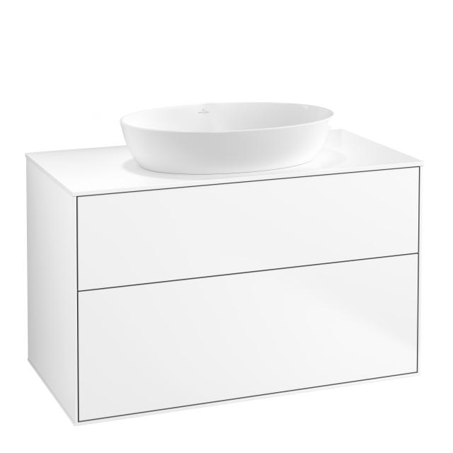 Villeroy & Boch Finion vanity unit for countertop washbasin with 2 pull-out compartments front matt white / corpus matt white, top cover matt white