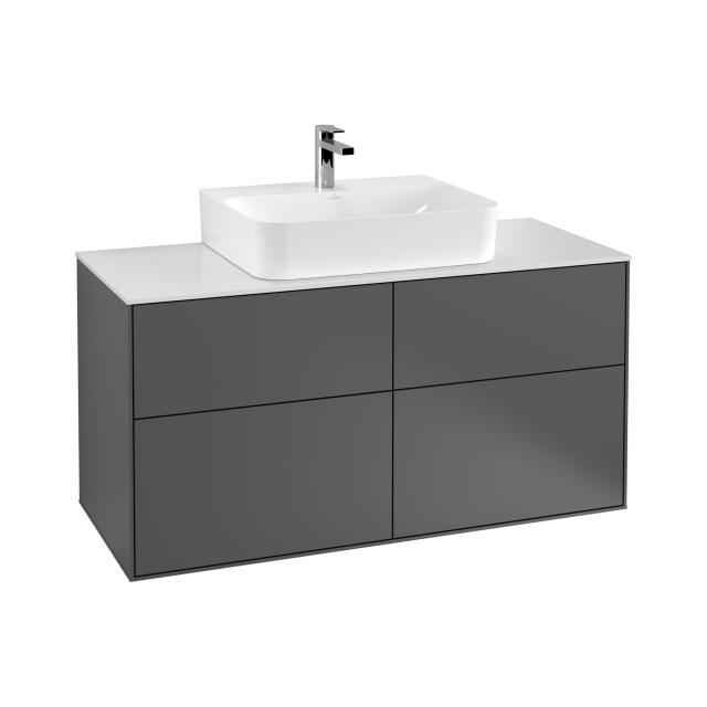 Villeroy & Boch Finion vanity unit with 4 pull-out compartments for countertop basins front matt anthracite / corpus matt anthracite, top matt white