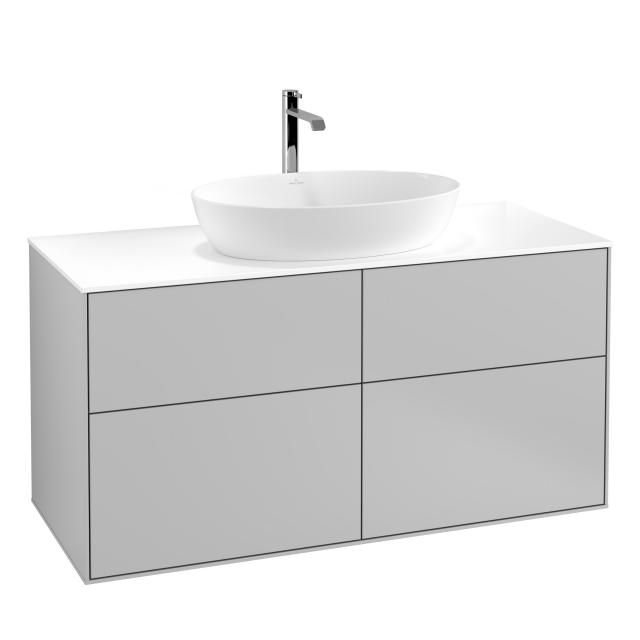 Villeroy & Boch Finion vanity unit for countertop washbasin with 4 pull-out compartments front matt light grey / corpus matt light grey, top cover matt white