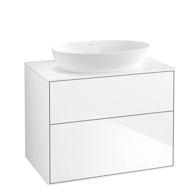 Villeroy & Boch Finion vanity unit for countertop washbasin with 2 pull-out compartments front glossy white / corpus glossy white, top cover matt white