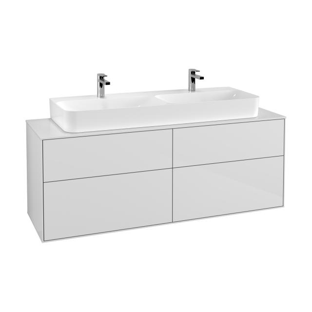Villeroy & Boch Finion vanity unit with 4 pull-out compartments for double washbasin front glossy white / corpus glossy white, top matt white