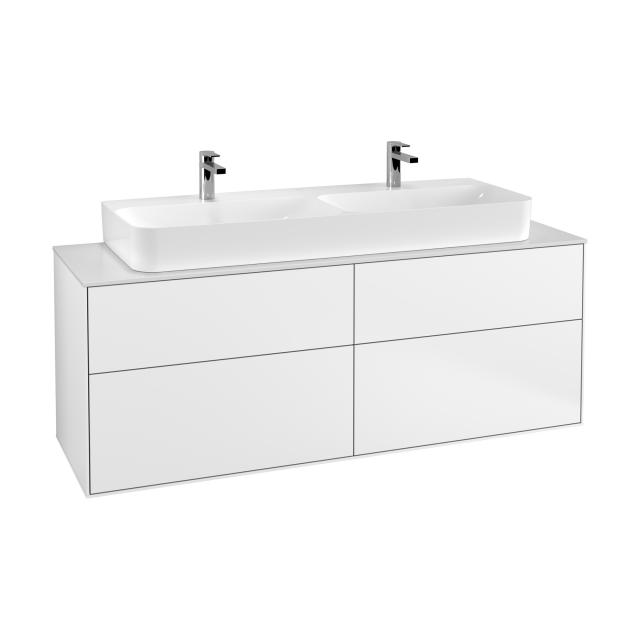 Villeroy & Boch Finion vanity unit with 4 pull-out compartments for double washbasin front matt white / corpus matt white, top matt white