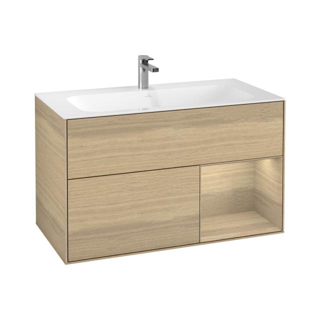 Villeroy & Boch Finion vanity unit with 2 pull-out compartments, rack element right front oak veneer / corpus oak veneer