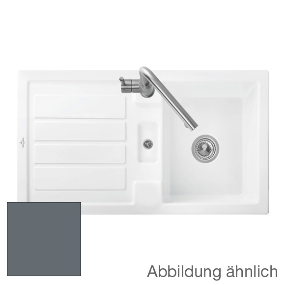 Villeroy & Boch Flavia 50 kitchen sink with drainer, reversible graphite/without borehole, with manual operation
