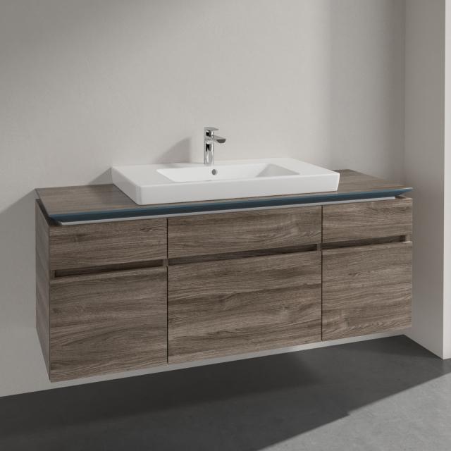 Villeroy & Boch Legato Meuble sous-lavabo avec 5 tiroirs Façade chêne stone/corps du meuble chêne stone